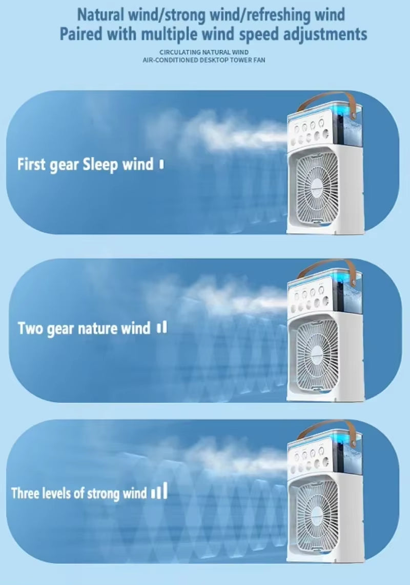 Versatile 3-in-1 Portable Air Cooler with LED Night Light & Humidifier - Perfect for Home & Office!