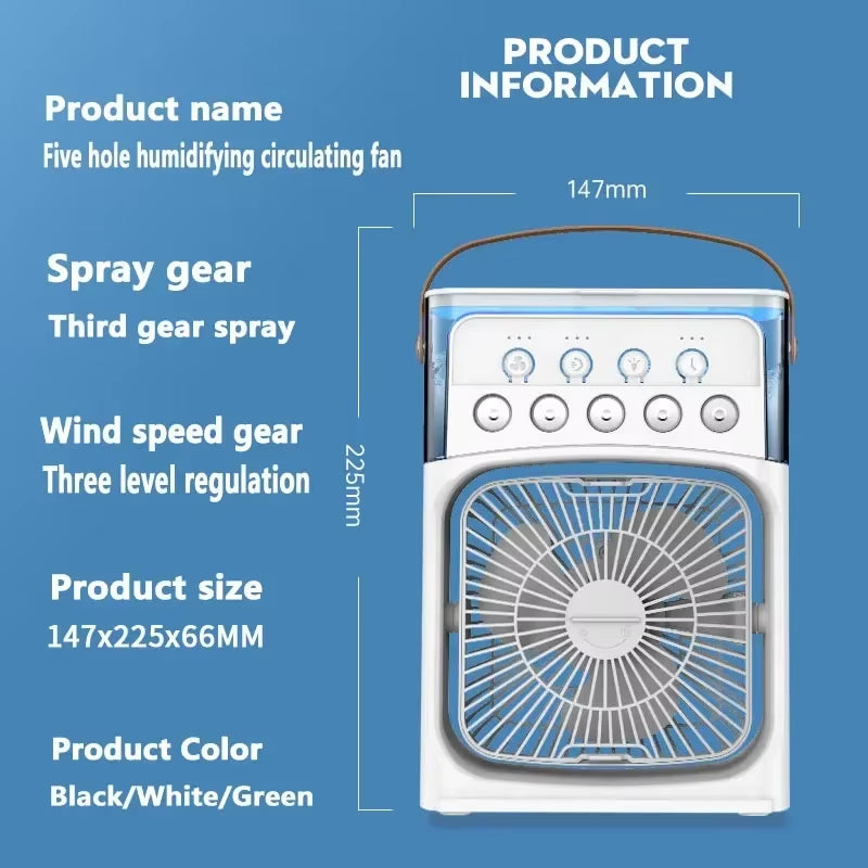 Versatile 3-in-1 Portable Air Cooler with LED Night Light & Humidifier - Perfect for Home & Office!