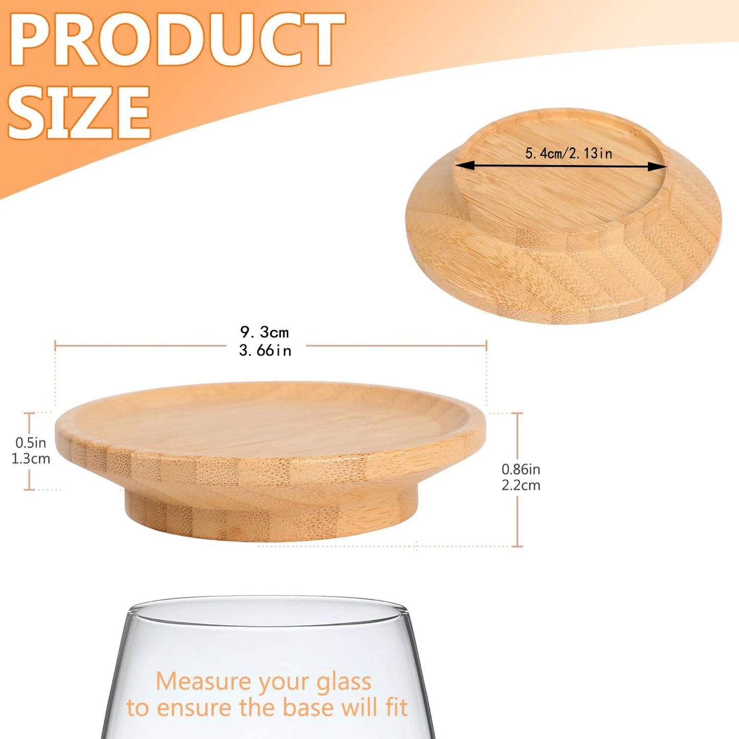 All-in-One Wine Glass Plate & Coaster - Bamboo Set