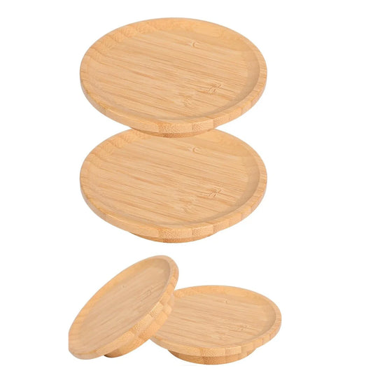 All-in-One Wine Glass Plate & Coaster - Bamboo Set