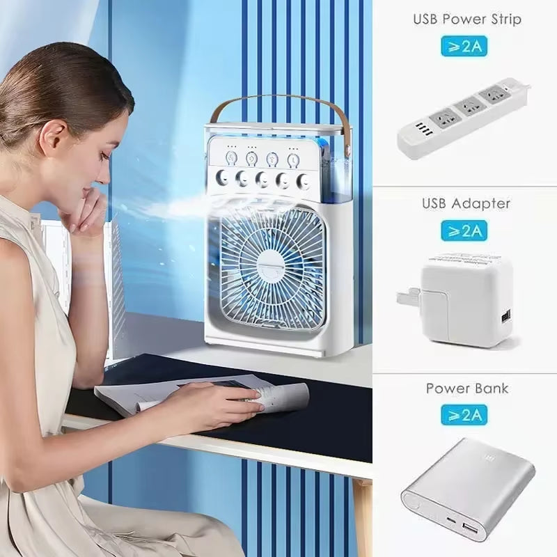 Versatile 3-in-1 Portable Air Cooler with LED Night Light & Humidifier - Perfect for Home & Office!