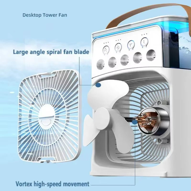 Versatile 3-in-1 Portable Air Cooler with LED Night Light & Humidifier - Perfect for Home & Office!